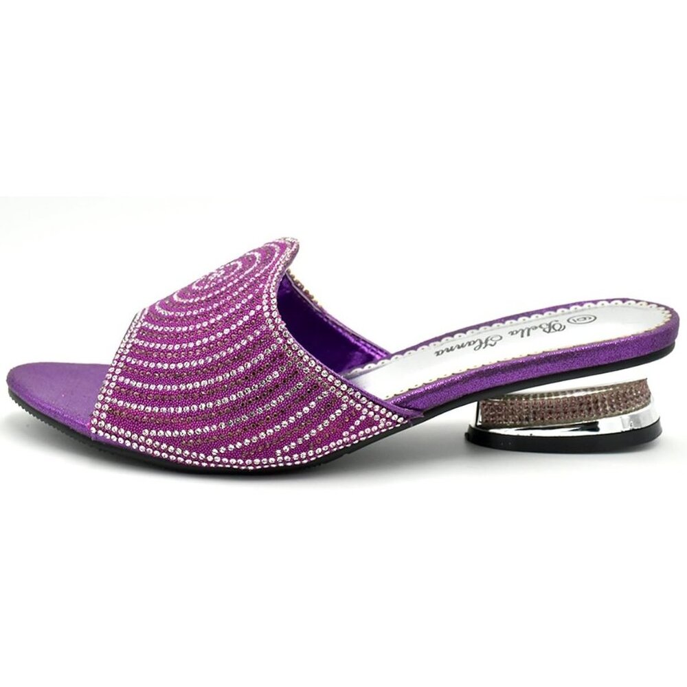 💫 Bella Hanna Low Heel Rhinestone Women Purple Fashion Glitter Open Toe Sandal